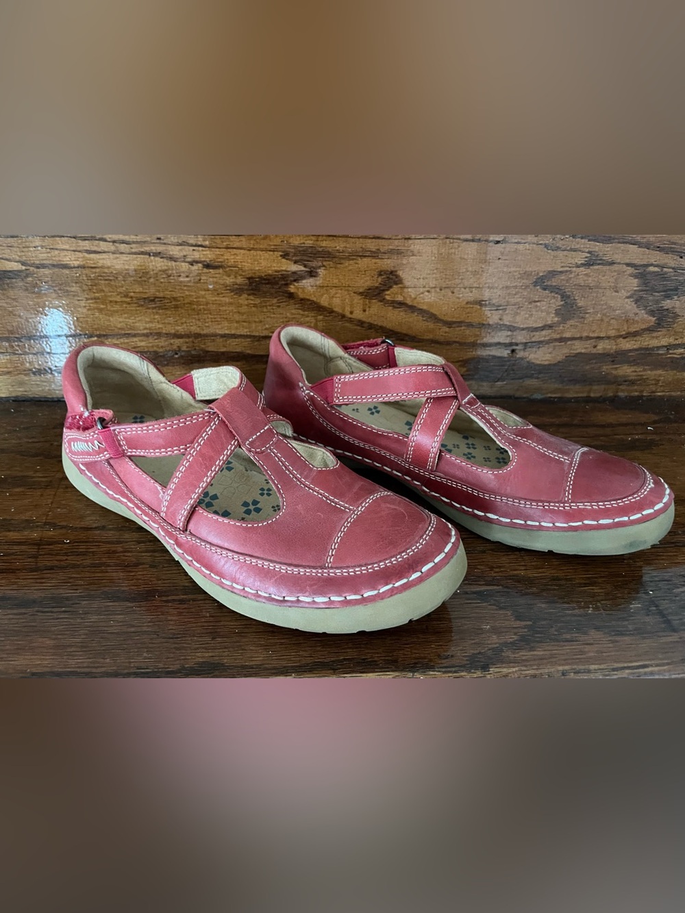 Naturalizer Red Leather Mary Jane Casual Loafers